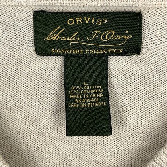 Orivs Sweater Mens L Beige Argyl Cashmere Signature Collection Business Casual - Picture 3 of 6